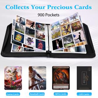 Wot i WOT I Trading Card Binder, 900 Pockets Baseball Card Binder Sleeves with Zipper, Double Sided Pockets Card Holder Carry Card Cas Wot i WOT I Trading Card Binder, 900 Pockets Baseball Card Binder Sleeves with Zipper, Double Sided Pockets Card Holder Carry Card Cas