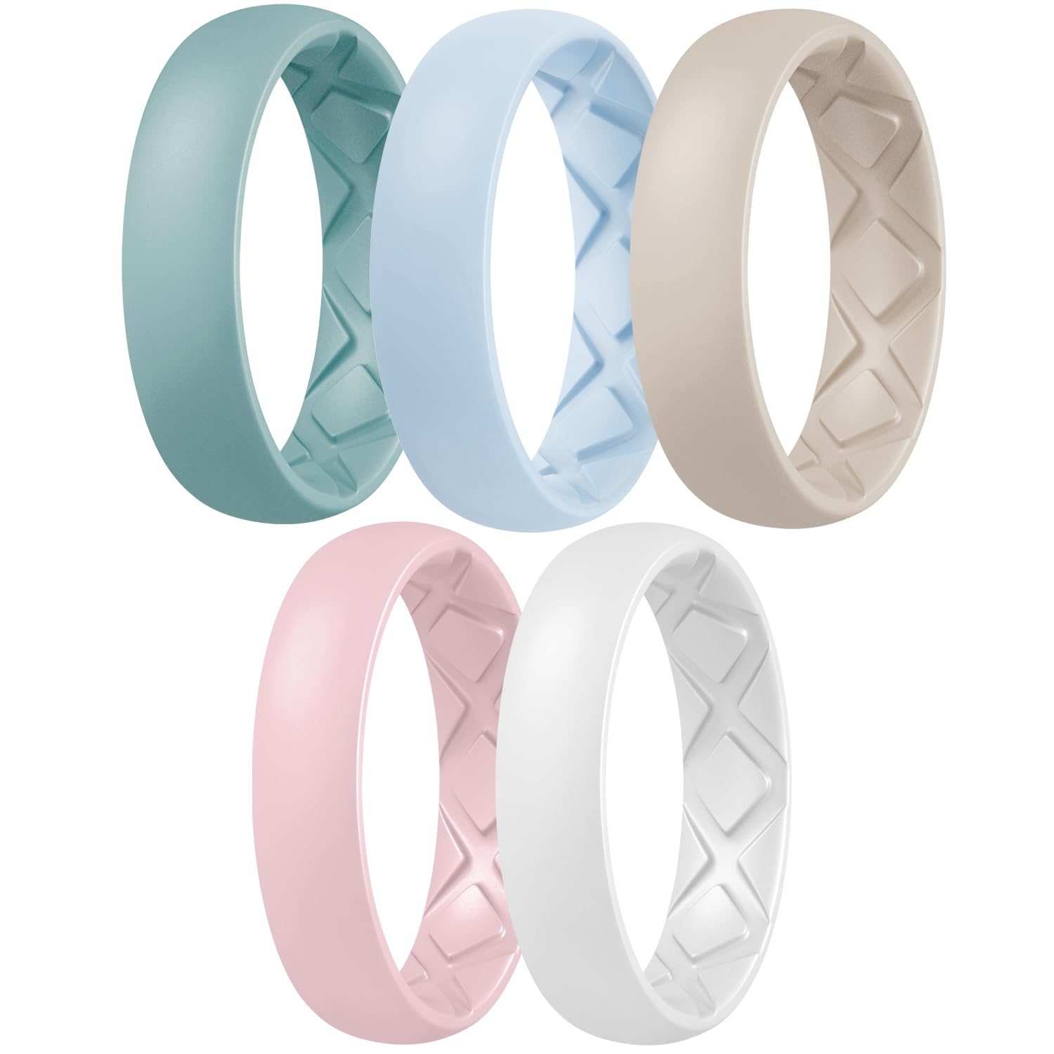 Egnaro Inner Arc Ergonomic Breathable Design, Silicone Rings for Women with  half sizes, Women's Silicone Wedding Wide
