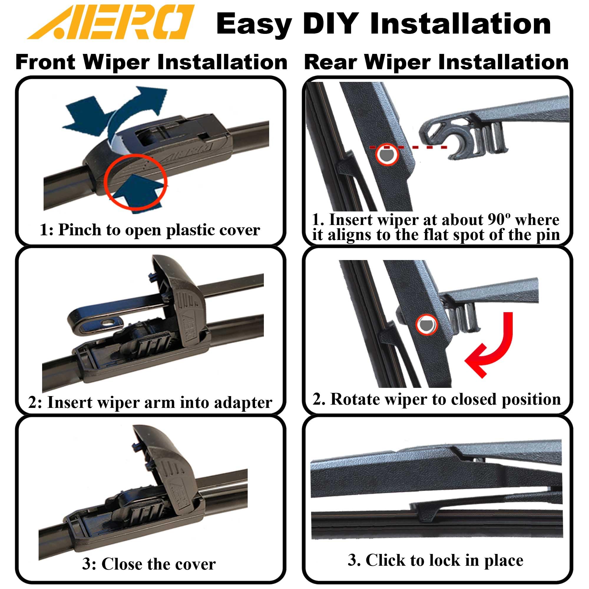 AERO 15 Front Premium All-Season Beam J-Hook Windshield Wiper Blades - Frameless, Easy Install