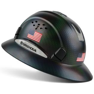 Green Devil Carbon Fiber Full Brim Hard Hat Casco De Seguridad