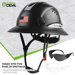 GREEN DEVIL Full Brim Hard Hat Vented Construction Safety Helmet