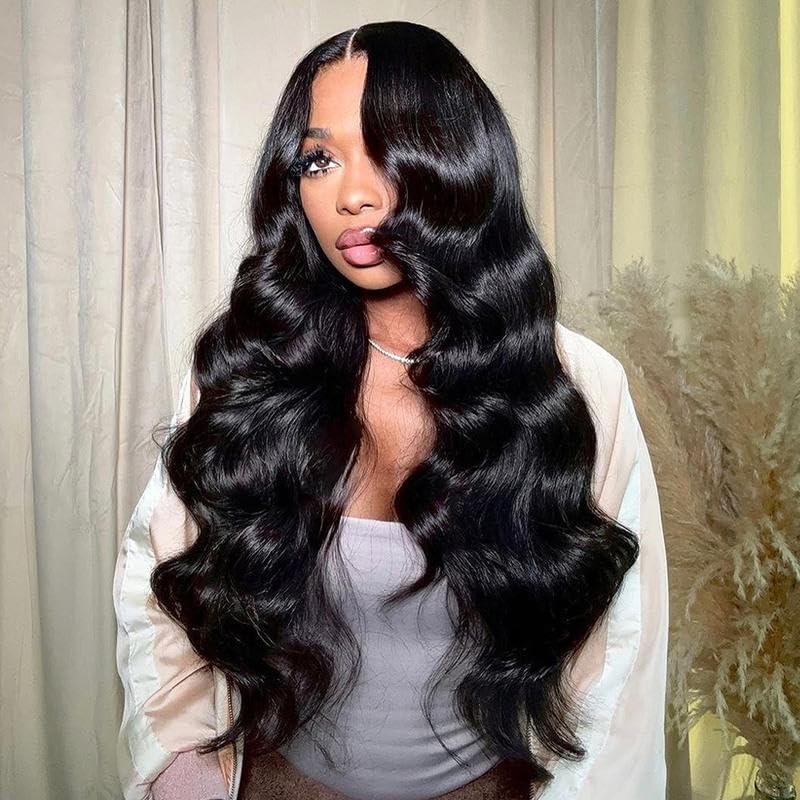 TESLAL Black Pre Cut Lace Wear and Go Body Wave 6X6 HD Lace Wigs