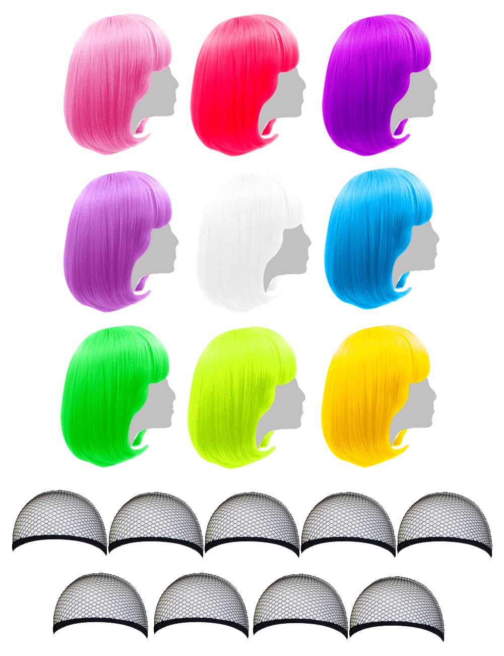 LIULIUBTY Pieces Short Bob Hair Wigs 12