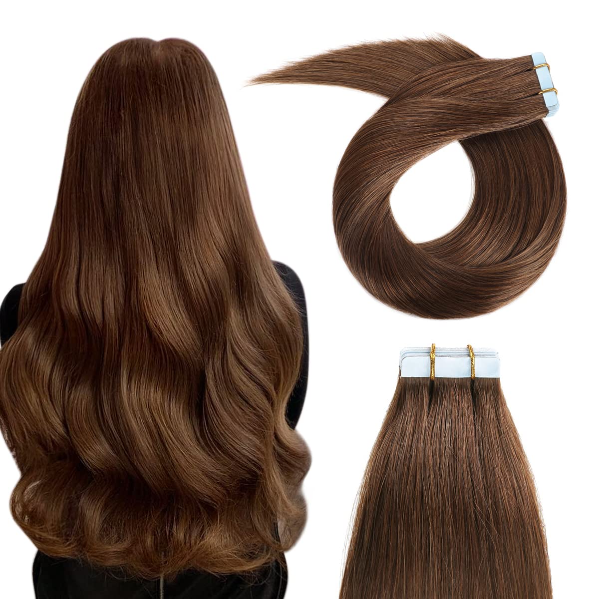YILITE Tape in Human Hair Extensions 16 inches 20pcs 40g 