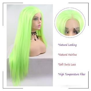 Kalisa Neon Green Lace Front Wig Long Straight Flourescent Green