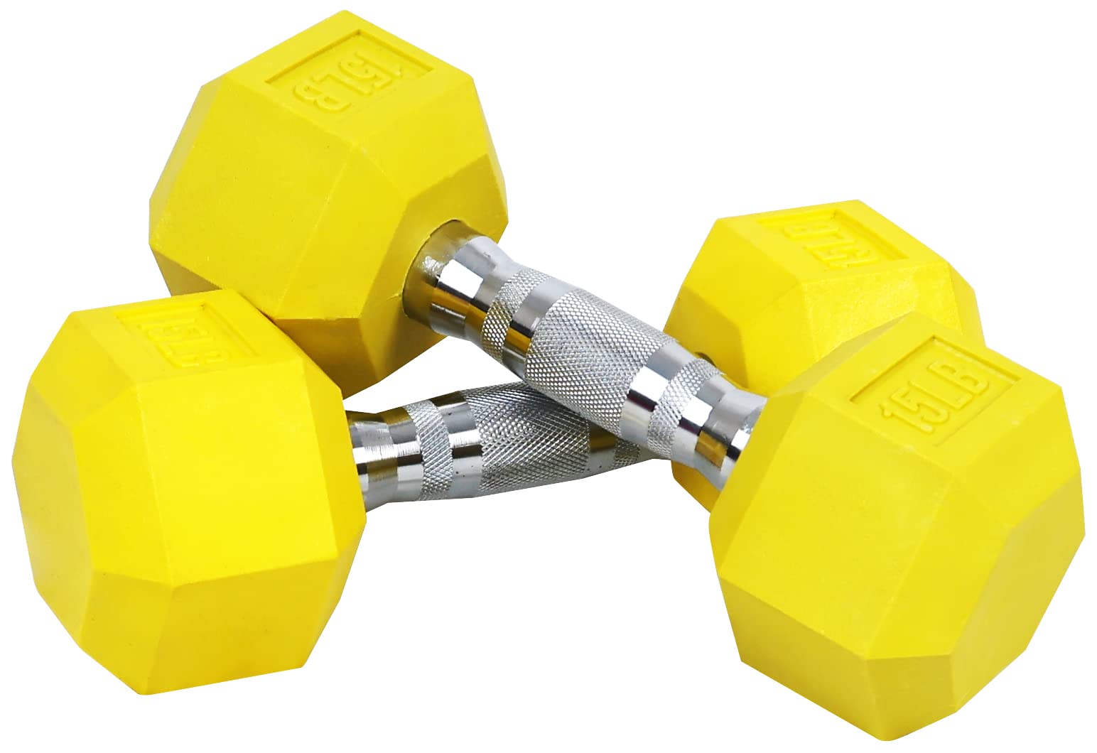 fitvids Signature Fitness Colored Rubber Encased Hex Dumbbell