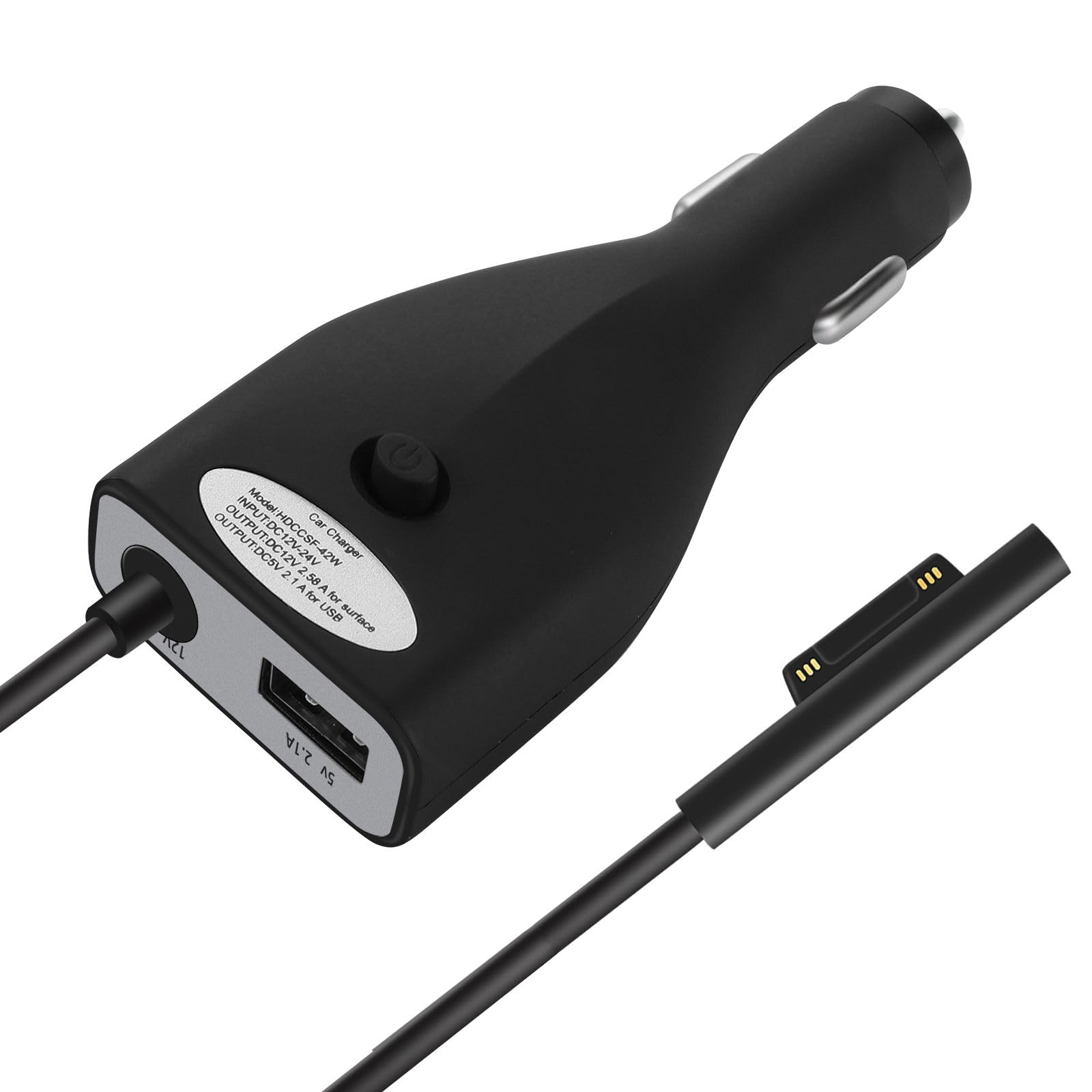 Sisyphy Surface Car Charger With USB Charging Port, Total 42W 12V 2.58A Power Supply, Compatible For Microsoft Surface Pro7 + Plus Pro6 Pro5~3 Surface
