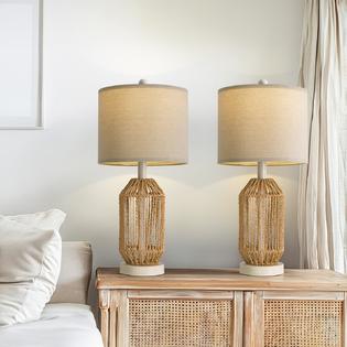 OYEARS 21"" Boho Table Lamps Set of 2 for Living Room Bedside Lamps for Nightstand Rattan Lamp for Bedroom Farmhouse Table Lamps OYEARS 21"" Boho Table Lamps Set of 2 for Living Room Bedside Lamps for Nightstand Rattan Lamp for Bedroom Farmhouse Table Lamps