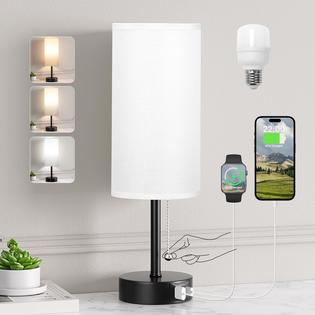 PartageiZ White Table Bedside Lamp for Bedroom Nightstand