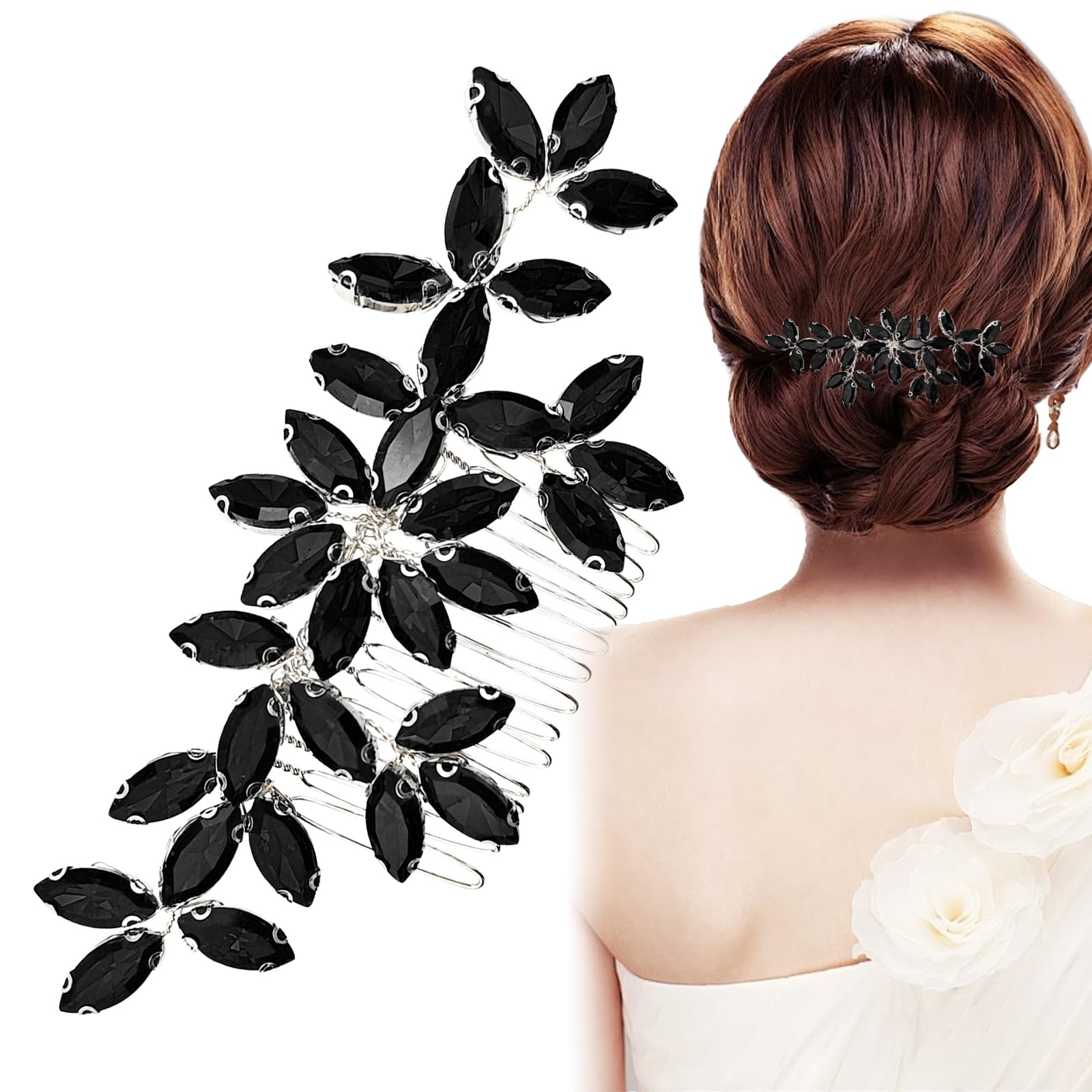 Earent Bride Wedding Hair Comb Black Crystal Hair Pieces Rhinestone Amazon.com : Earent Rhinestone Bridal Wedding Hair Comb  main image 2