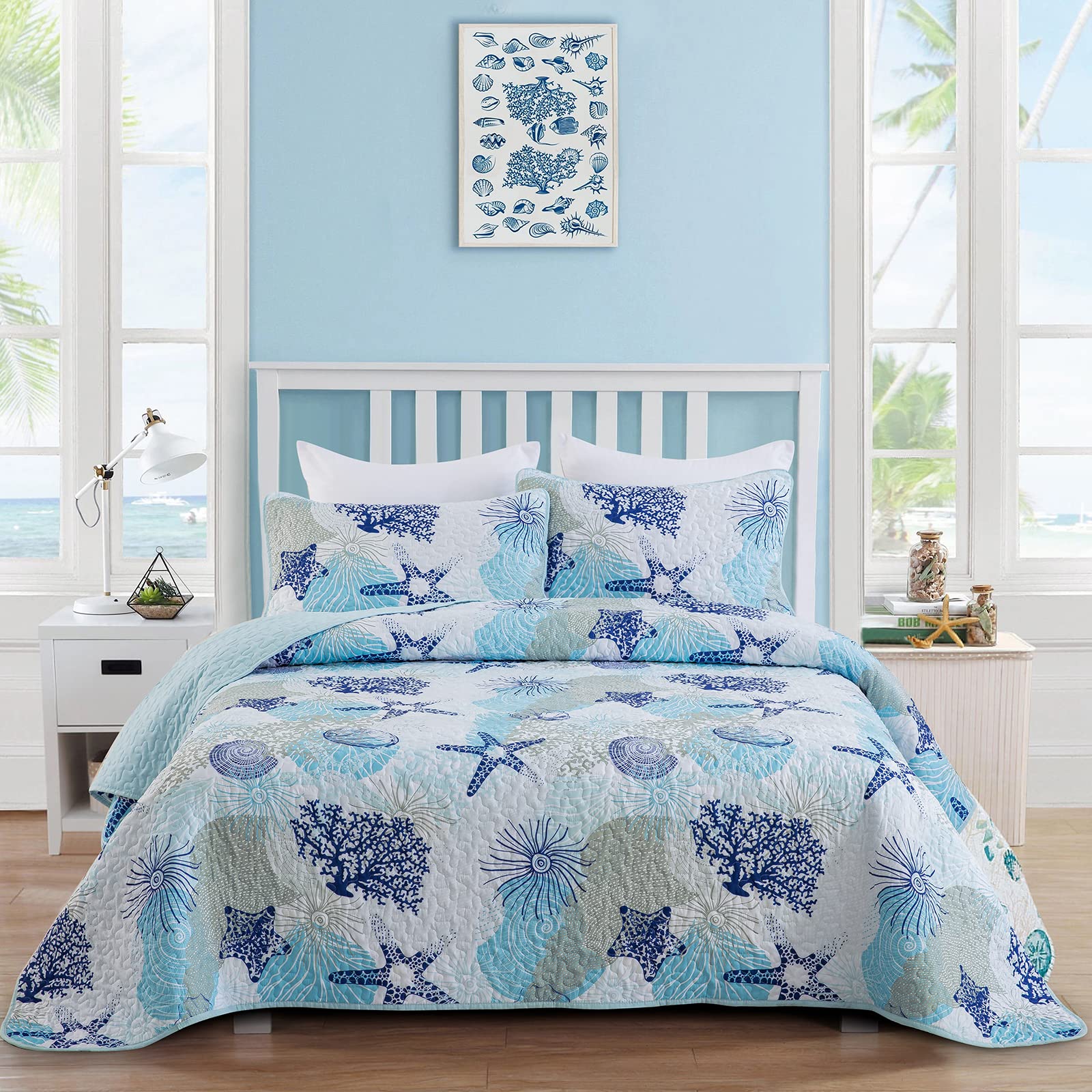 Set di biancheria da letto per con conchiglie colorate e