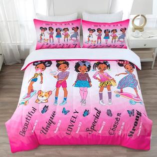GRAT TIOC Black Girl Magic Comforter Set Full for Kids Teens