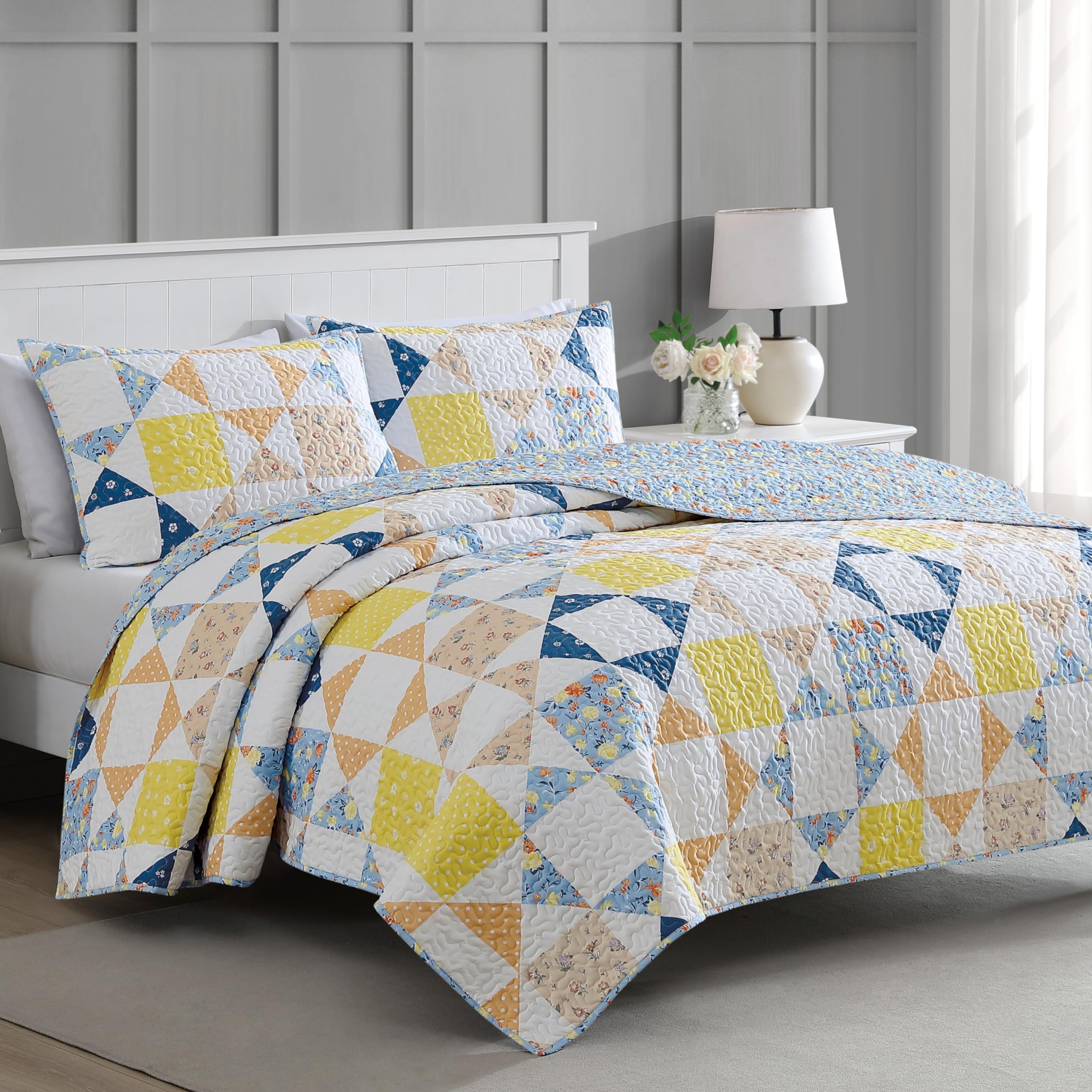 Martha Stewart MARTHA STEWART Twin Size Quilt Bedding Set - 2 Piece Soft  Washed Microfiber Bedspread Reversible All Season 1 Quilt 1 Standard P, image size:2560x2560