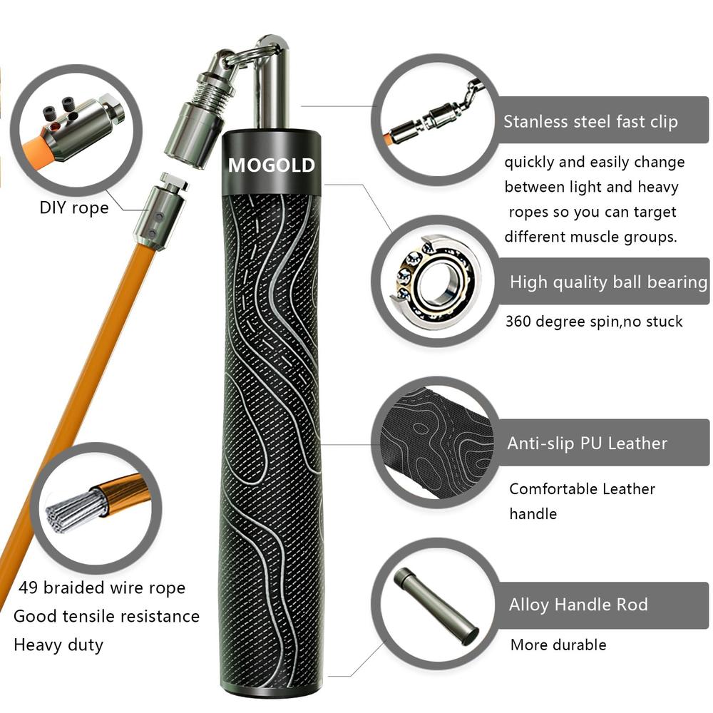 Mogold Mogold Adjustable Weighted Jump Rope With Pu Leather Handles - 10Ft ...