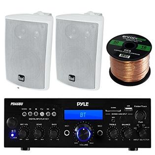 Enrockaudiobundle Pyle Pda6bu Amplifier Receiver Stereo Bluetooth Fm Radio Usb Flash Reader Aux Input Lcd Display 200 Watt With