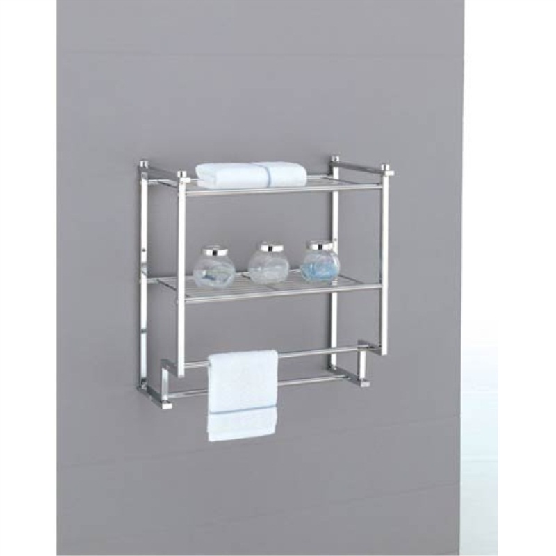 Bathroom Wall Shelf With Towel Bar Organize It All Chrome 2 Tier Wall Mounting Bathroom Rack With Towel Bars