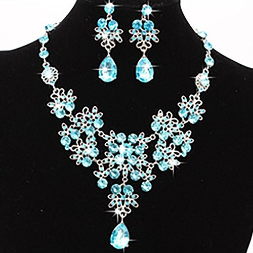 Fheaven Fashion Prom Wedding Bridal Statement Necklace Earrings Jewelry Set in Crystal Rhinestone, Jewelry Gift for Best Friends