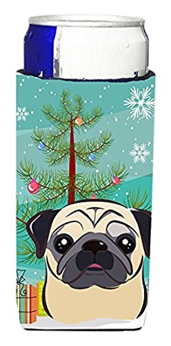Caroline S Treasures Christmas Tree And Fawn Pug Michelob Ultra Caroline S Treasures Christmas Tree And Fawn Pug Michelob Ultra Koozies For Slim Cans Multicolor