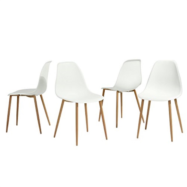 Greenforest Eames Dining Chair Metal Wood Legs Plastic Seat And Greenforest Eames Dining Chair Metal Wood Legs Plastic Seat And Back For Room Chairs Sets Of 4 White