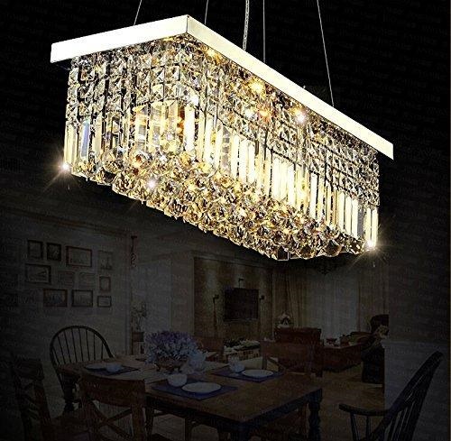 Siljoy L40 X W10 Rectangle Modern Crystal Chandelier Lighting Siljoy L40 X W10 Rectangle Modern Crystal Chandelier Lighting Raindrop Pendant Light Dining Room Kitchen Island Hanging Lamp