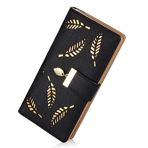 Brentano Handbags Wallets Pgxt Women S Long Leather Card Holder Purse Zipper Buckle Elegant Clutch Wallet Black