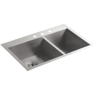 Kohler K 3823 3 Na Vault Offset Kitchen Sink With Three Hole