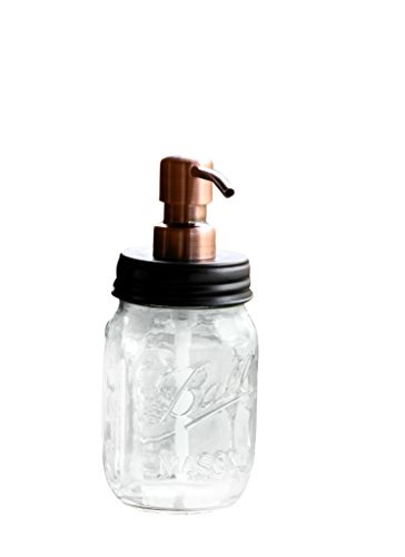 Copper Soap Dispenser Pump Rewind Ball Jar Soap Dispenser With Metal Copper Pump And Black Lid Clear Pint