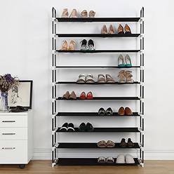 Housen Solutions 10 Tier Shoe Rack 50 Pairs Plastic Shoe Shelf Stand Organizer with Non-
