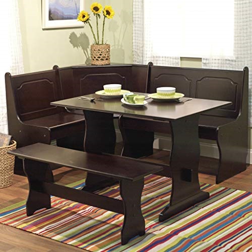 Nook Corner Bench Table Nook Table Breakfast Bench Corner Dining Set 3 Piece Kitchen Traditional Style Seats 6
