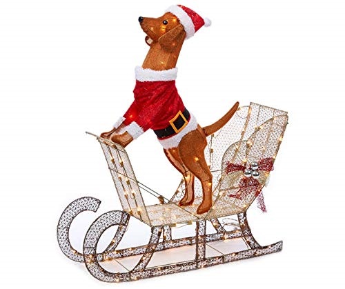 Holiday Living Outdoor Decorations Holiday Home Outdoor Christmas Lighted Light Up Santa Dog In Sleigh Sculpture Yard Decoration