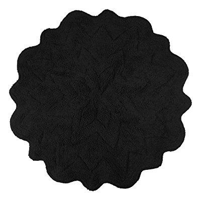 Sherry Kline Tufted Petals Black 32, Black Round Bathroom Rugs