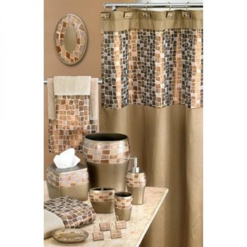 Popular Bath Mosaic Stone Bronze Shower Curtain Popular Bath Mosaic Stone Bronze Shower, Shower Curtains At Sears