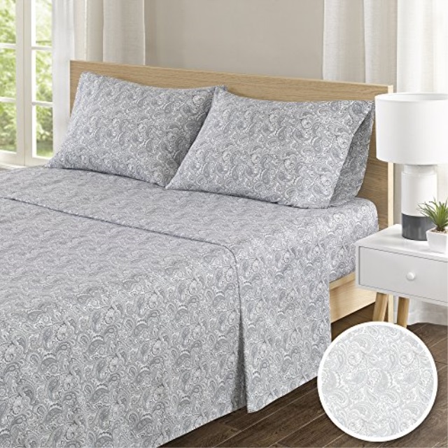 Comfort Spaces 100 Hypoallergenic Cotton Sheets Set Soft Paisley Cal King Bed Sheet With Deep Pocket Grey Bedding Sets 4 Pieces 1 Fitted S 100 Hypoallergenic Cotton Sheets Set, Cal King Fitted Bed Sheet