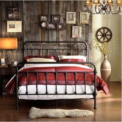 Iron Beds, Leann Graceful Scroll Bronze Iron Bed Frame King Size