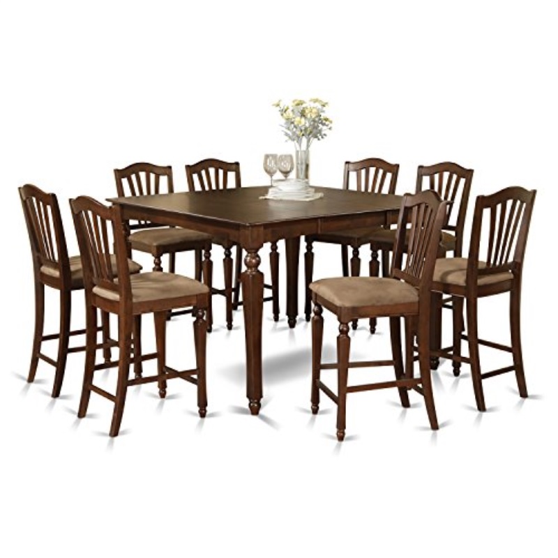 East West Furniture Chel9 Mah C 9 Pc, Square Counter Height Dining Table And Chairs