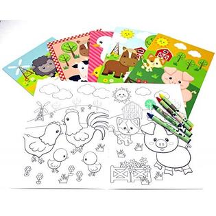 Download Tinymills Farm Animals Coloring Books With Crayons Party Favors Set Of 12