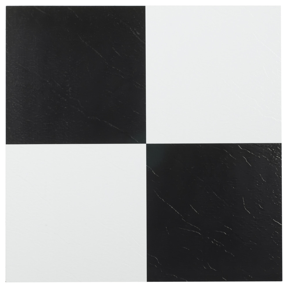 Achim Importing Co Sterling Black, Black Vinyl Floor Tiles Self Adhesive