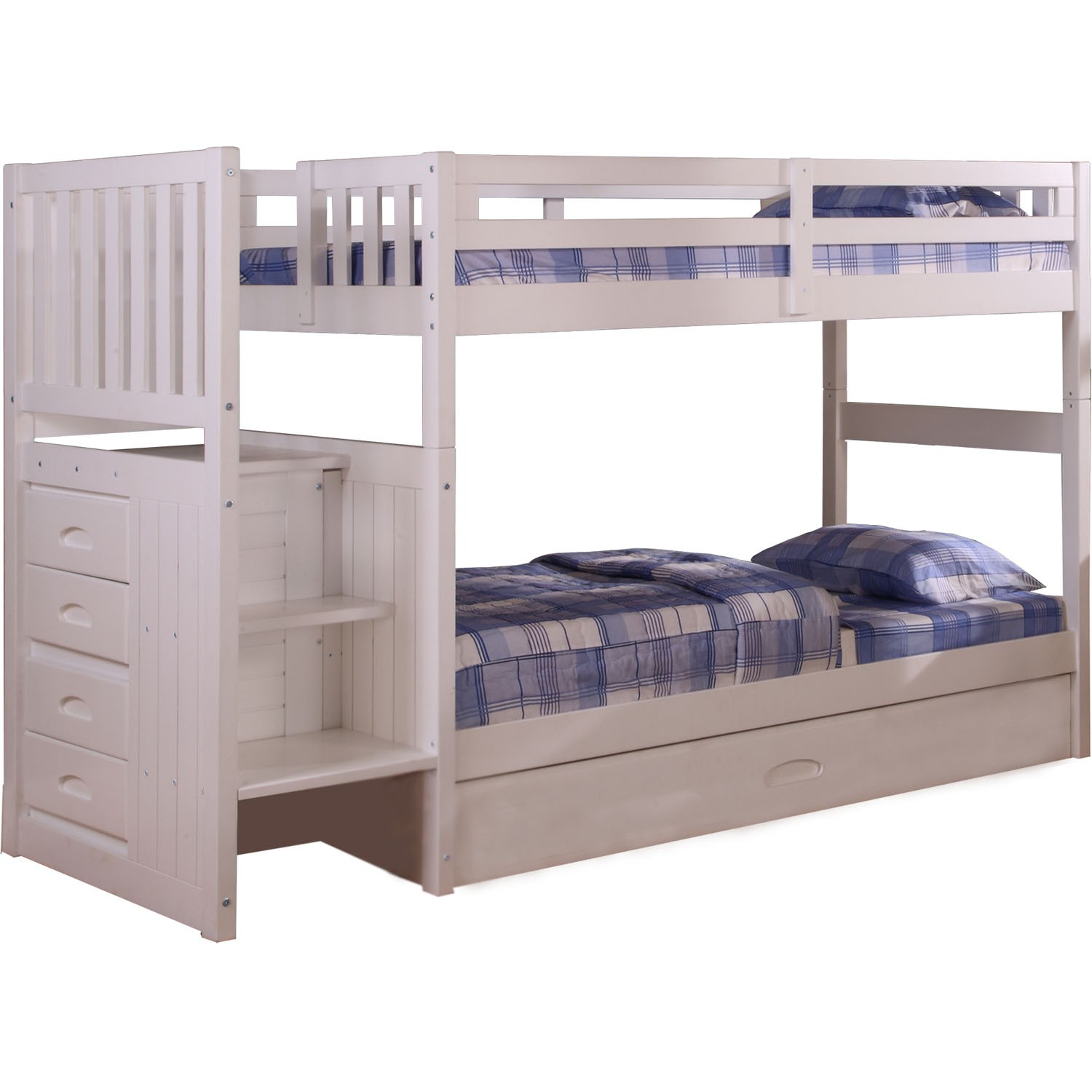 Cambridge Twin Over Staircase Bunk, Cambridge Twin Over Full Stair Stepper Bunk Bed White