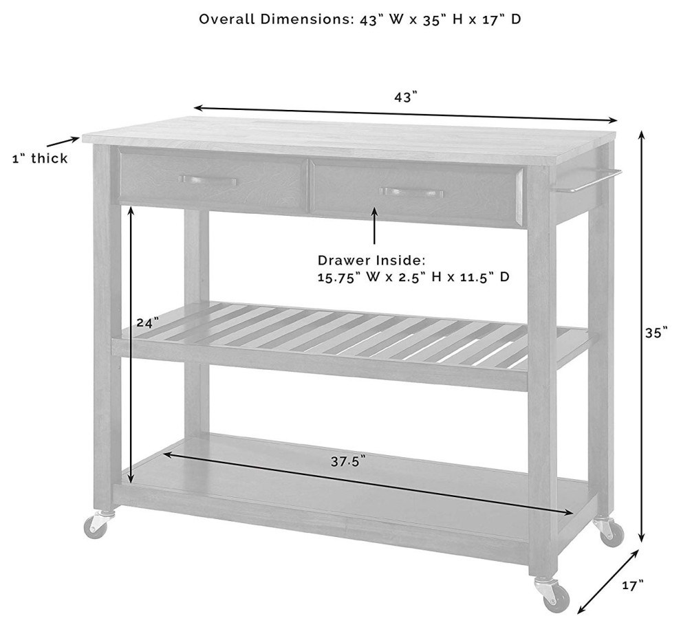 Crosley Furniture Crosley Granite Top Kitchen Cart in White