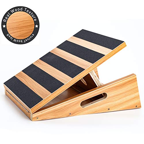 StrongTek Professional Wooden Slant Board Adjustable Incline Board and Calf Stretcher Stretch Board Extra Side Handle Design for Portabili