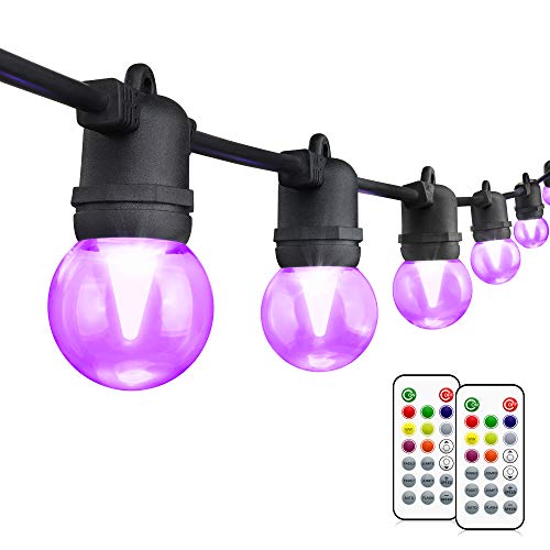 Mlambert 48ft Color Changing Outdoor String Light Rgb Led With 15 3 G45 Edison Bulbs Dimmable 2 Remote Controls Waterpro Mlambert 48ft Color Changing Outdoor, Outdoor Colored Lights With Remote