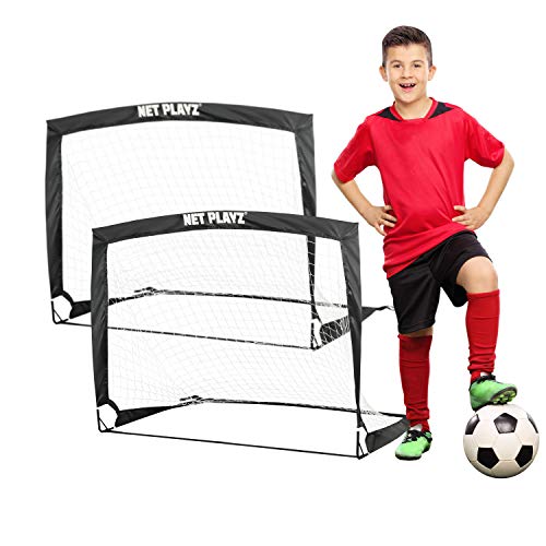 NET PLAYZ 4ftx3ft Easy Fold-Up Portable Training Soccer Goal, Set of 2
