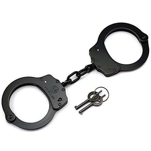 VIPERTEK Double Lock Steel Police Edition Professional Grade Handcuffs (Black)