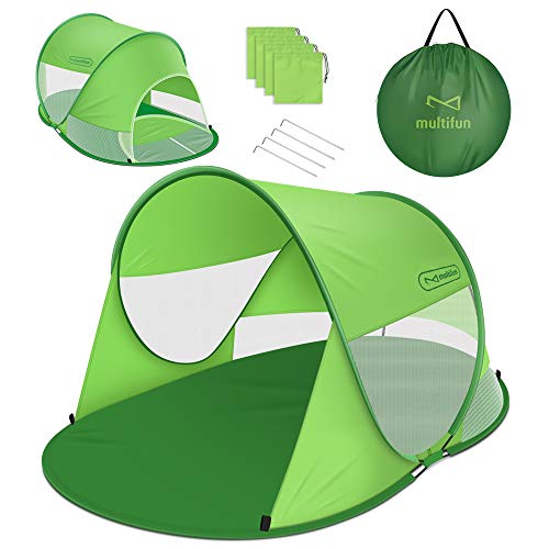 Multifun Upf 50 Easy Pop Up Beach Tent Large 34 Person Sun Shelter Instant Sunshade Waterproof Portable Beach Shade Windproof