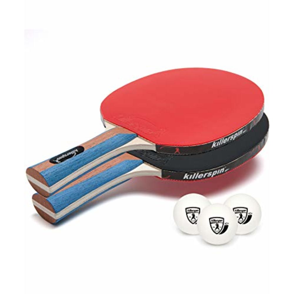 Killerspin Jet Set Premium of 2 Ping Pong Paddles and 3 Table Tennis Balls, Red/Black, Small