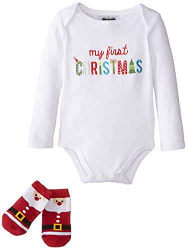 Mud Pie Unisexbaby Newborn My First Christmas Embroidered Crawler And Socks Mason Jar Set White 06 Months Mud Pie Unisexbaby Newborn My First Christmas Embroidered Crawler And Socks Mason Jar Set White 06 Months