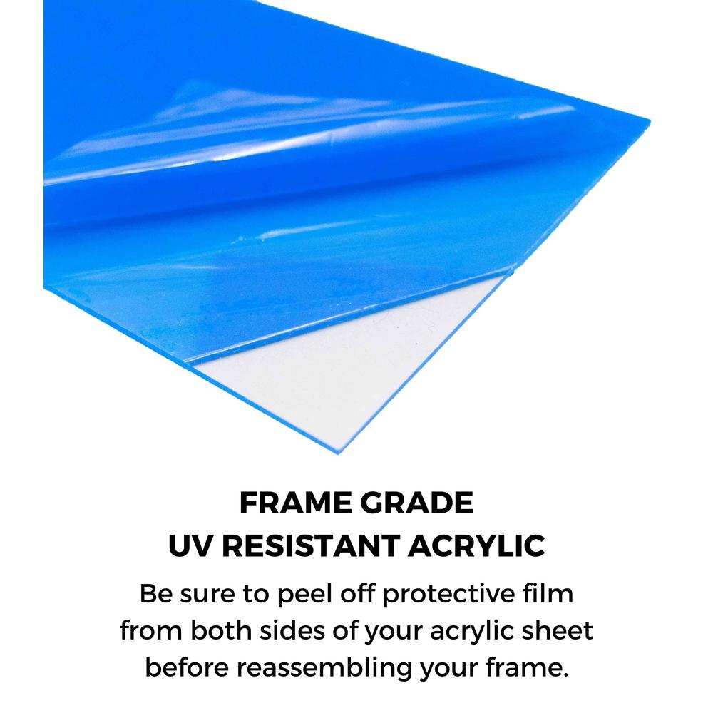 CustomPictureFrames.com 28x11 Frame Blue Picture Frame - Complete Modern Photo Frame Includes UV Acrylic Shatter Guard Front, Acid Free Foam Backing