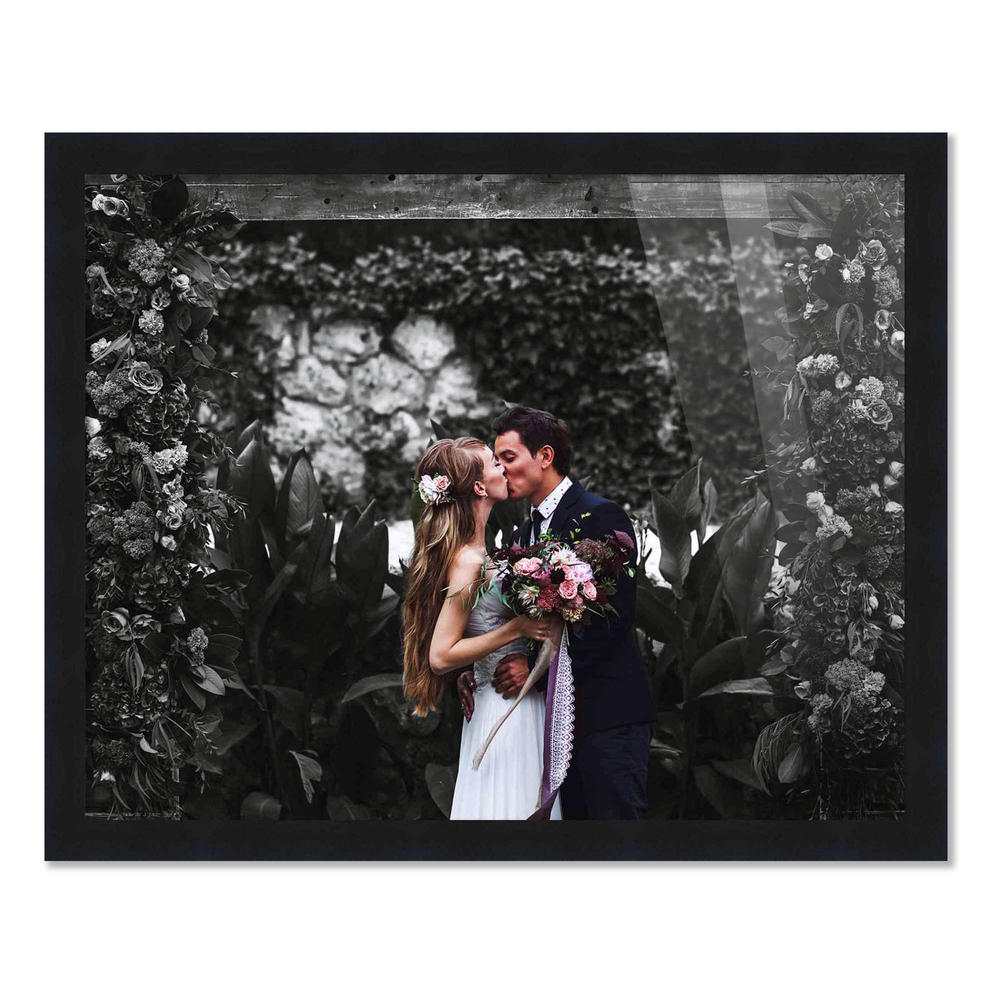 CustomPictureFrames.com 14x17 Picture Frame - Wood Picture Frame with UV Acrylic, Foam Board Backing, & Hanging Hardware