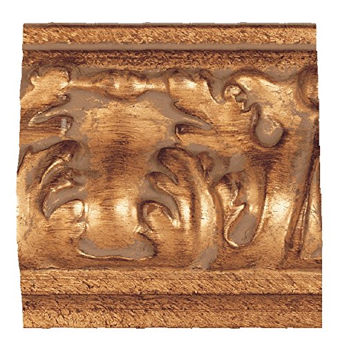 CustomPictureFrames.com Picture Frame Moulding (Wood) - Ornate Antique Gold Finish - 3.5" width - 1 1/16" rabbet depth