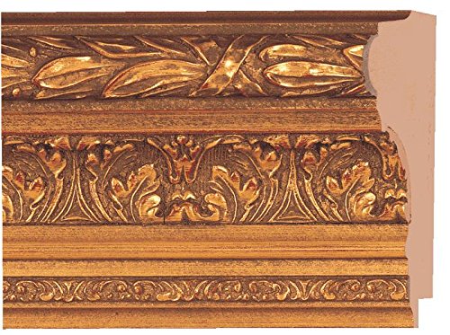 CustomPictureFrames.com Picture Frame Moulding (Wood) 18Ft Bundle - Ornate Antique Gold Finish - 4" Width - 3/8" Rabbet Depth